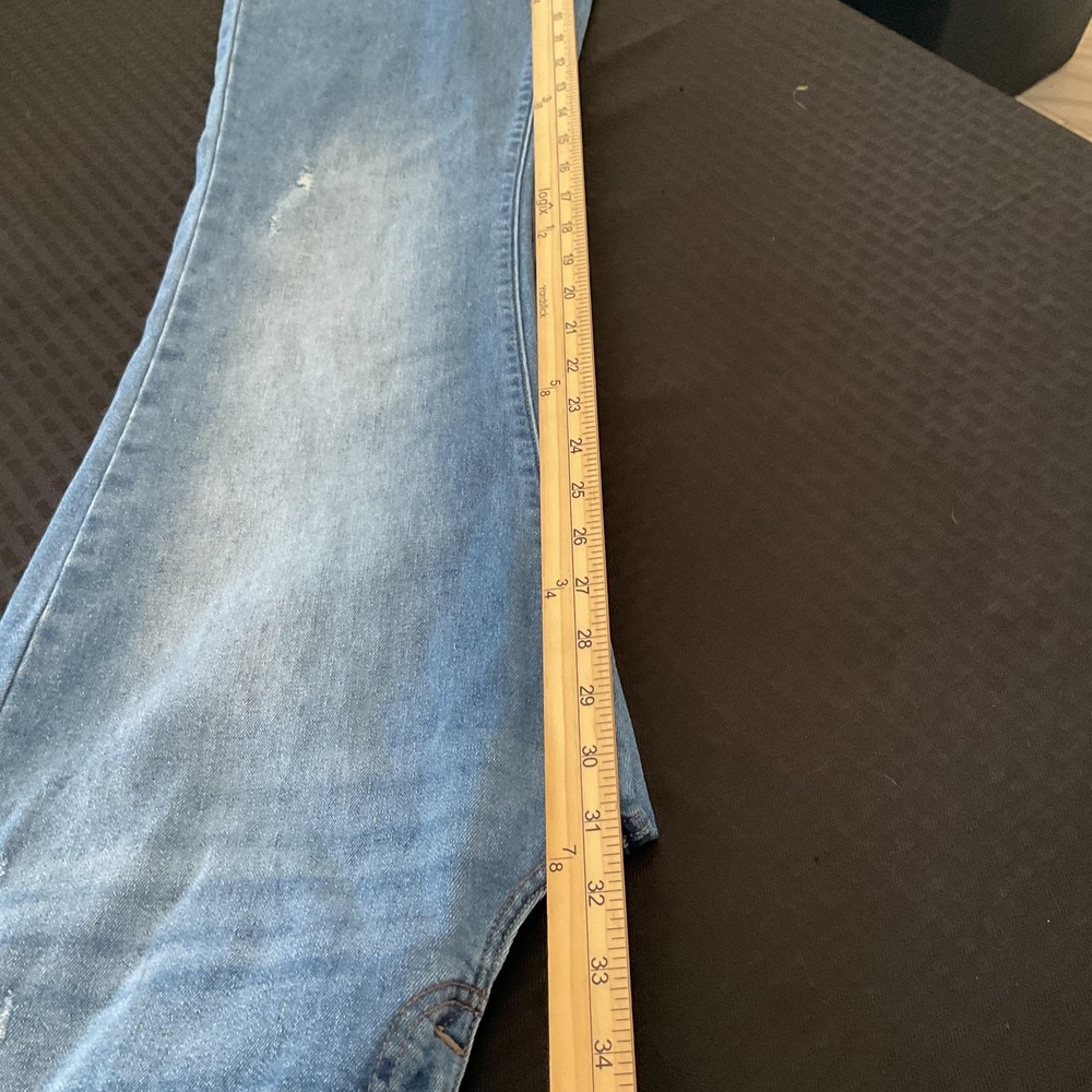 Lucky Brand Stevie High Rise Flare Jeans Womens 6/28 R Blue Distressed Raw Hem - Picture 12 of 13